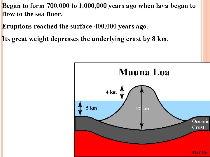 Began to form 700, 000 to 1, 000 years ago when lava began to