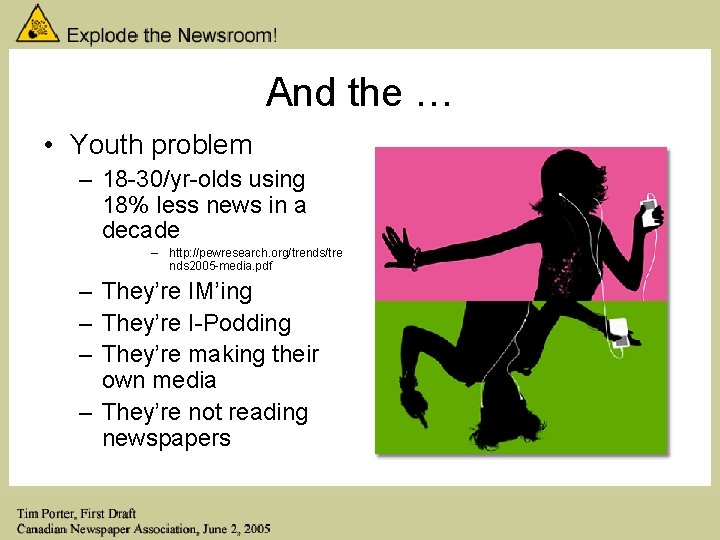 And the … • Youth problem – 18 -30/yr-olds using 18% less news in