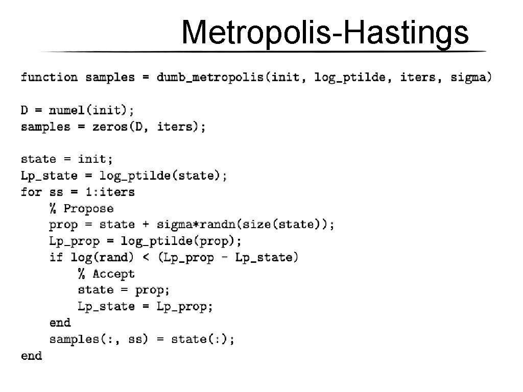 Metropolis-Hastings Metropolis-Hastings