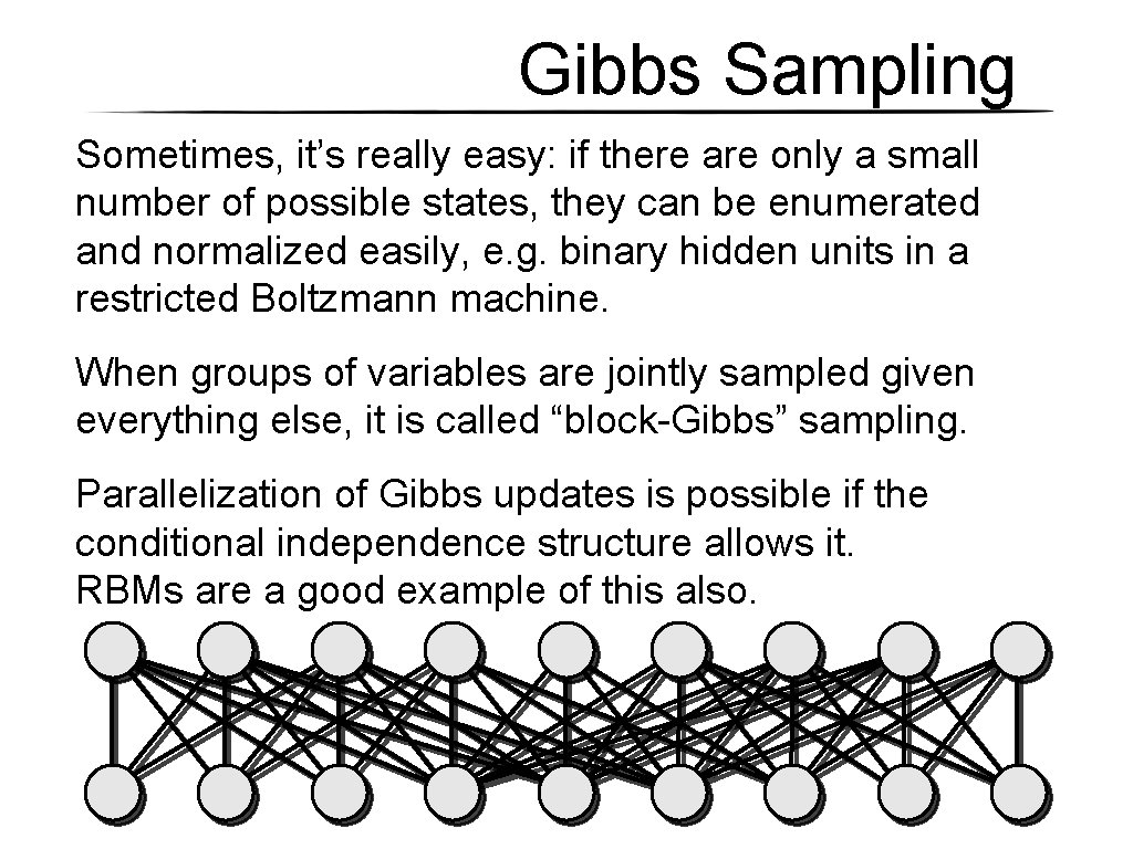 Gibbs Sampling Sometimes, it’s really easy: if there are only a small number of Gibbs Sampling Sometimes, it’s really easy: if there are only a small number of