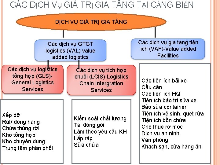 CÁC DỊCH VỤ GIÁ TRỊ GIA TĂNG TẠI CẢNG BIỂN DỊCH VỤ GIÁ TRỊ