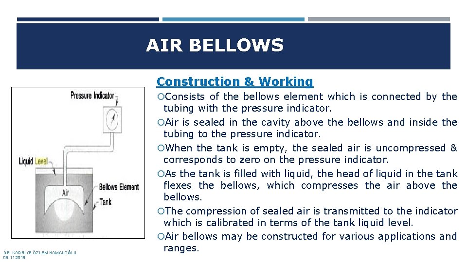 AIR BELLOWS Construction & Working Consists of the bellows element which is connected by