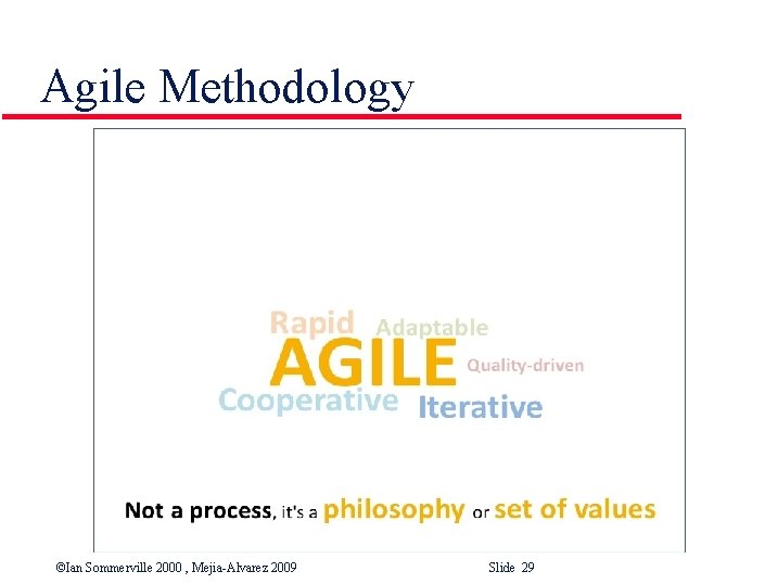 Agile Methodology ©Ian Sommerville 2000 , Mejia-Alvarez 2009 Slide 29 