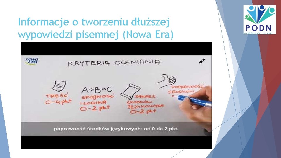 Informacje o tworzeniu dłuższej wypowiedzi pisemnej (Nowa Era) 