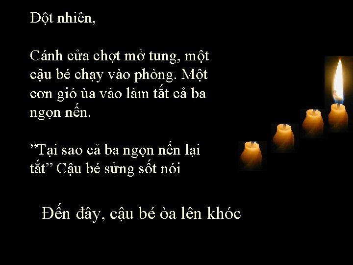 Đột nhiên, Cánh cửa chợt mở tung, một cậu bé chạy vào phòng. Một