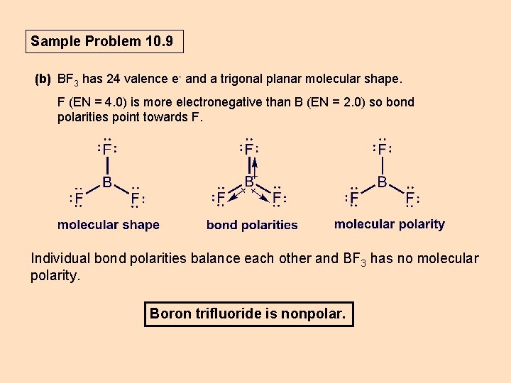 Sample Problem 10. 9 (b) BF 3 has 24 valence e- and a trigonal