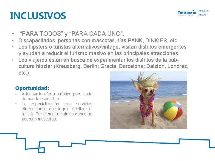 INCLUSIVOS • “PARA TODOS” y “PARA CADA UNO”. • Discapacitados, personas con mascotas, tías