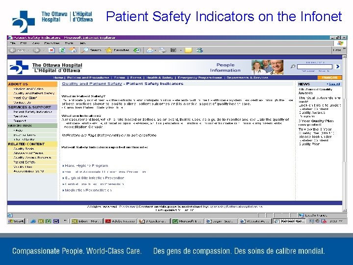 Patient Safety Indicators on the Infonet 