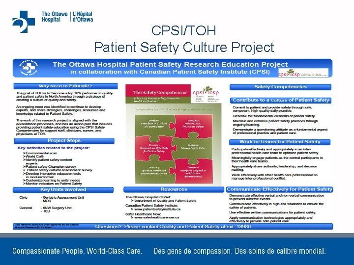 CPSI/TOH Patient Safety Culture Project 