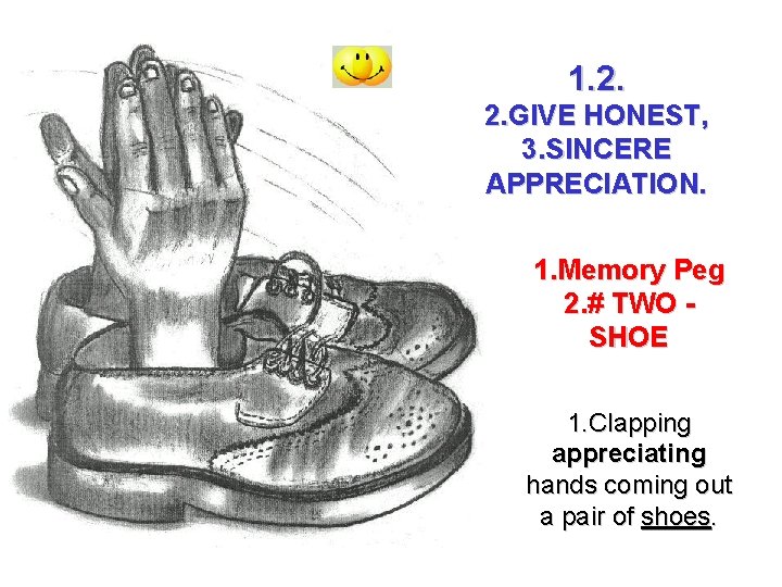 1. 2. 2. GIVE HONEST, 3. SINCERE APPRECIATION. 1. Memory Peg 2. # TWO