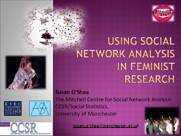 Susan O’Shea The Mitchell Centre for Social Network Analysis CCSR/Social Statistics, University of Manchester