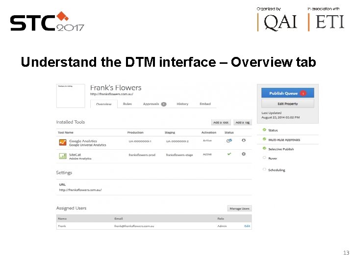 Understand the DTM interface – Overview tab 13 
