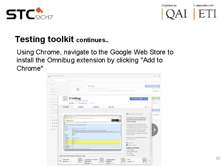 Testing toolkit continues. . Using Chrome, navigate to the Google Web Store to install