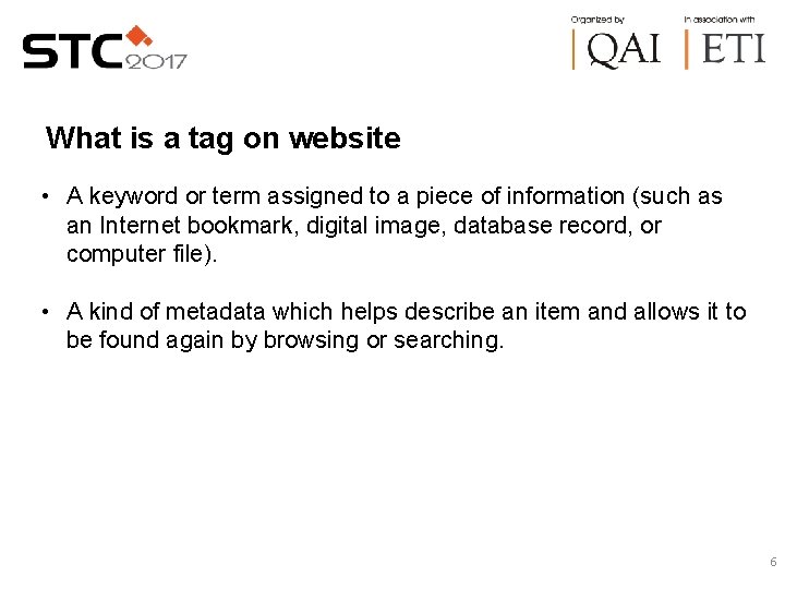 What is a tag on website • A keyword or term assigned to a