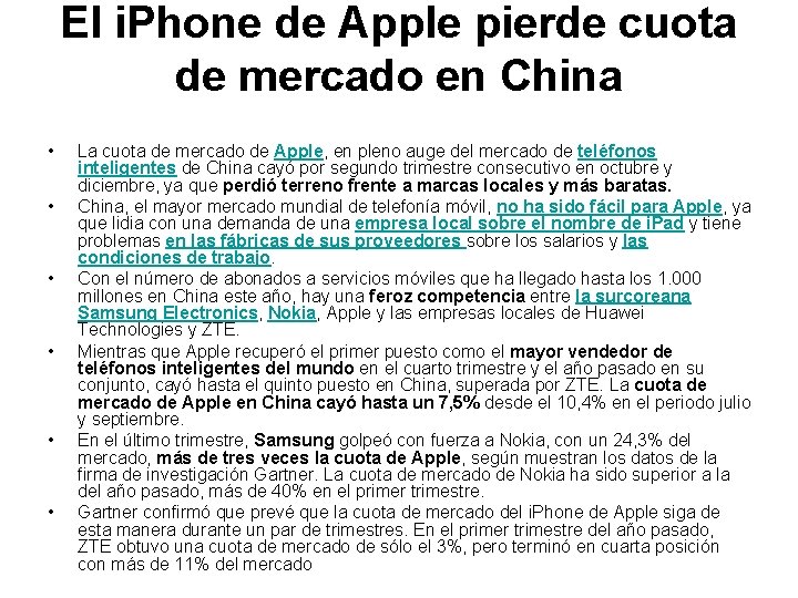 El i. Phone de Apple pierde cuota de mercado en China • • •