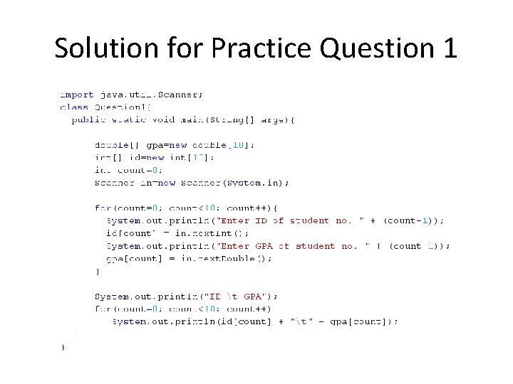 Solution for Practice Question 1 