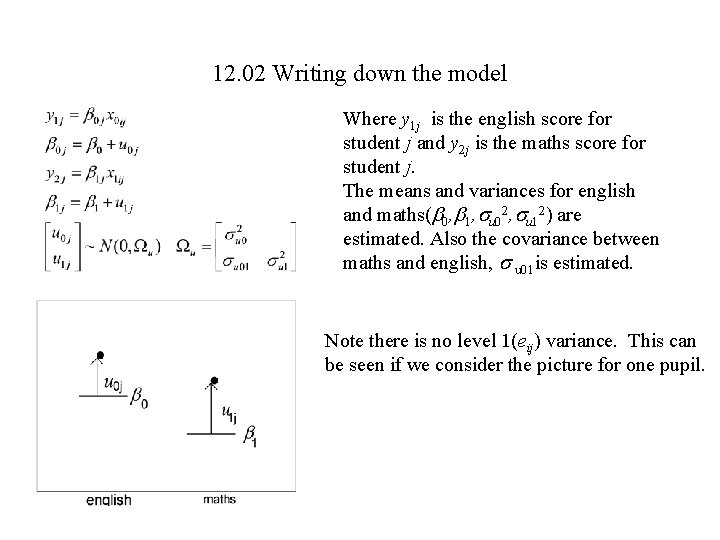 12. 02 Writing down the model Where y 1 j is the english score