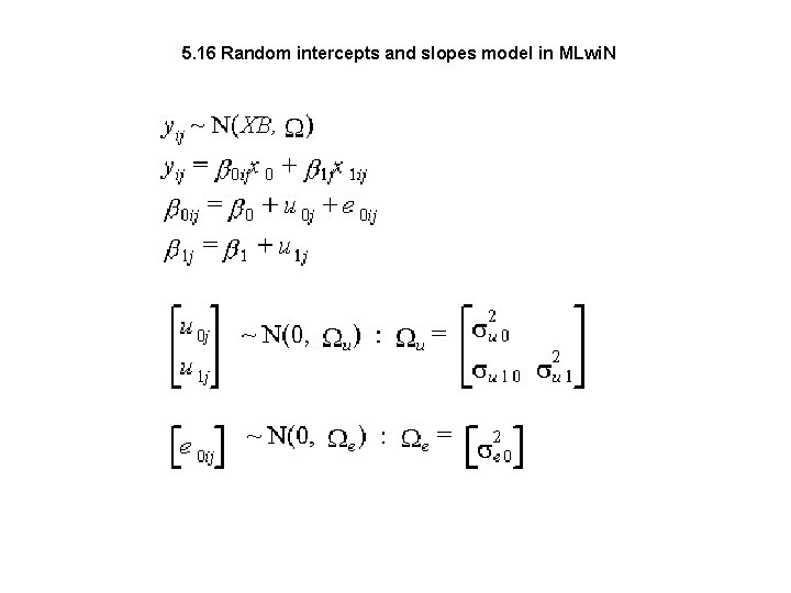 5. 16 Random intercepts and slopes model in MLwi. N 