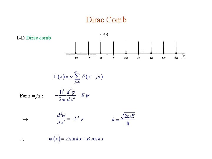 Dirac Comb 1 -D Dirac comb : For x ja : 