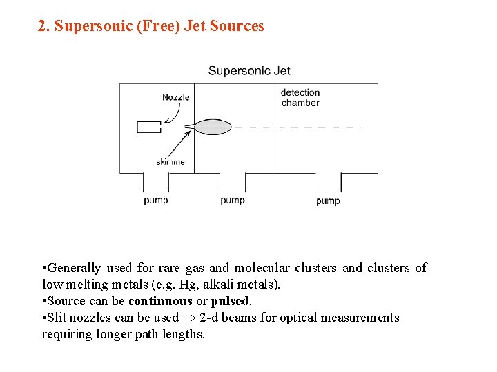 2. Supersonic (Free) Jet Sources • Generally used for rare gas and molecular clusters