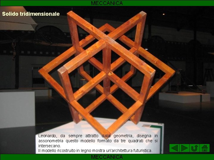 MECCANICA Solido tridimensionale Leonardo, da sempre attratto dalla geometria, disegna in assonometria questo modello