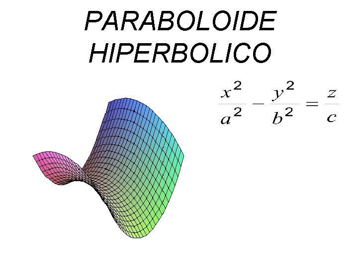PARABOLOIDE HIPERBOLICO PARABOLOIDE HIPERBOLICO