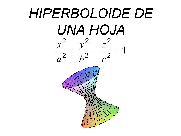 HIPERBOLOIDE DE UNA HOJA HIPERBOLOIDE DE UNA HOJA
