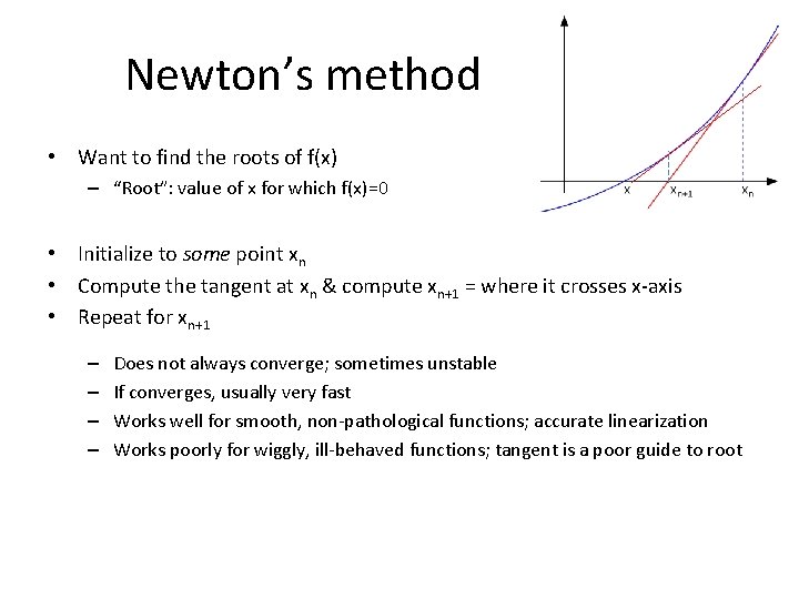 Newton’s method • Want to find the roots of f(x) – “Root”: value of Newton’s method • Want to find the roots of f(x) – “Root”: value of