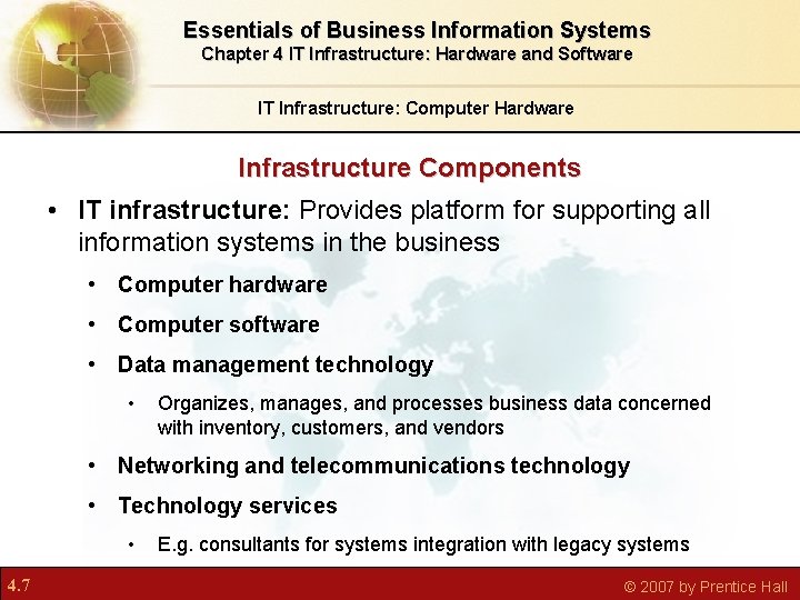 Essentials of Business Information Systems Chapter 4 IT Infrastructure: Hardware and Software IT Infrastructure: