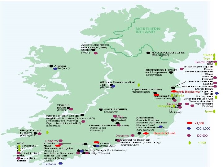 Gilead Tyco Swords Labs Wyeth Biopharma Takada Takeda Honeywell Ipsen Alza >1, 000 500
