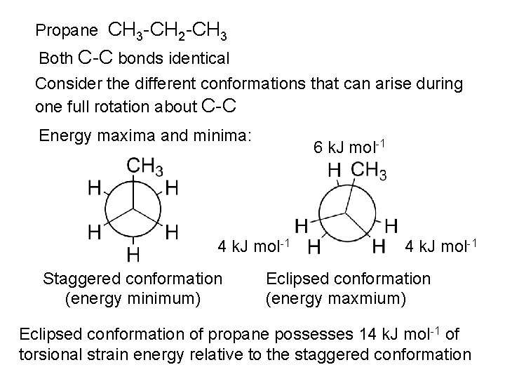 Propane CH 3 -CH 2 -CH 3 Both C-C bonds identical Consider the different