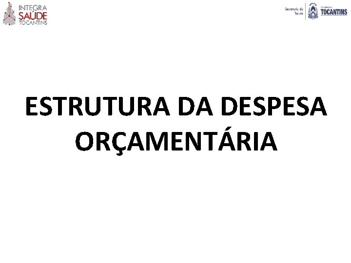 ESTRUTURA DA DESPESA ORÇAMENTÁRIA 