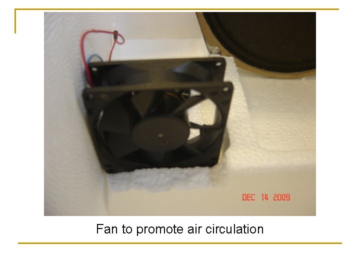 Fan to promote air circulation 