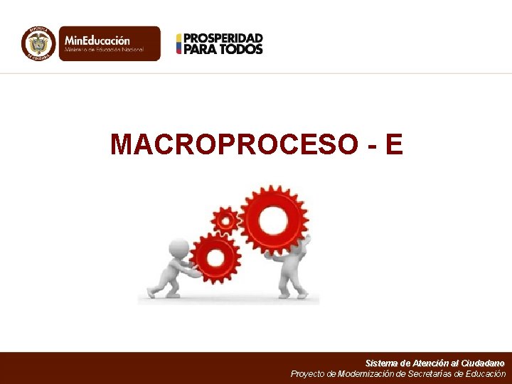 MACROPROCESO - E Sistema de Atención al Ciudadano Proyecto de Modernización de Secretarías de