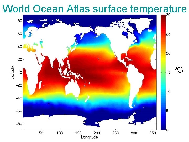 World Ocean Atlas surface temperature ºC 