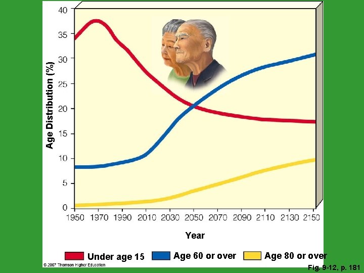 Age Distribution (%) Year Under age 15 Age 60 or over Age 80 or