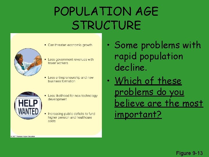 POPULATION AGE STRUCTURE • Some problems with rapid population decline. • Which of these