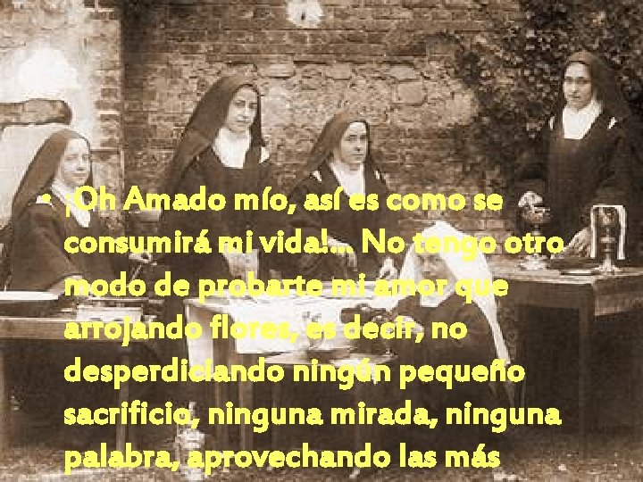  • ¡Oh Amado mío, así es como se consumirá mi vida!. . .