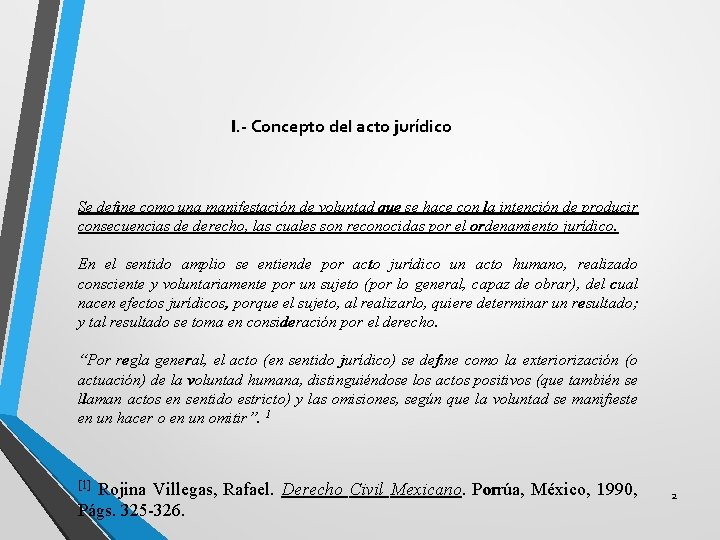 I. - Concepto del acto jurídico Se define como una manifestación de voluntad que I. - Concepto del acto jurídico Se define como una manifestación de voluntad que