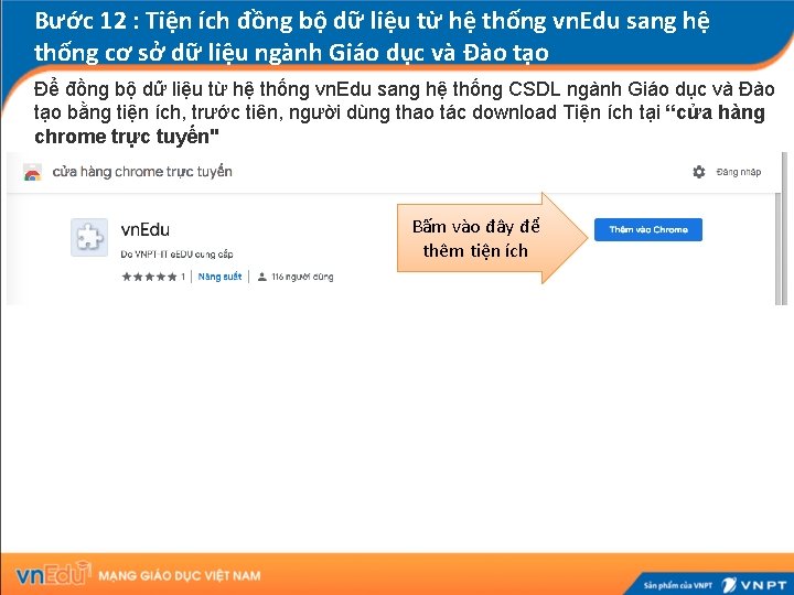 Bước 12 : Tiện ích đồng bộ dữ liệu từ hệ thống vn. Edu