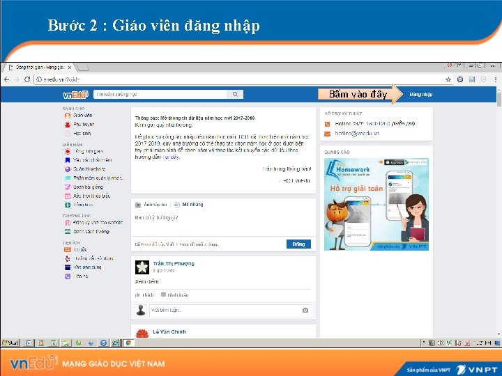 Bước 2 : Giáo viên đăng nhập Bấm vào đây 