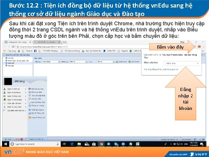 Bước 12. 2 : Tiện ích đồng bộ dữ liệu từ hệ thống vn.