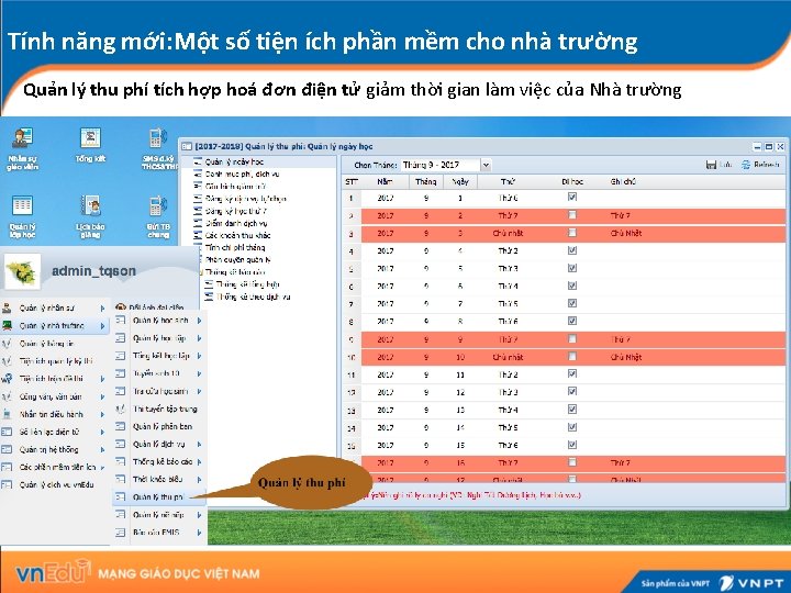 Tính năng mới: Một số tiện ích phần mềm cho nhà trường Quản lý