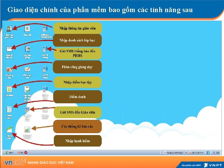 Giao diện chính của phần mềm bao gồm các tính năng sau 