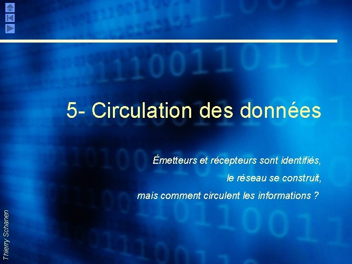 5 - Circulation des données Émetteurs et récepteurs sont identifiés, le réseau se construit,