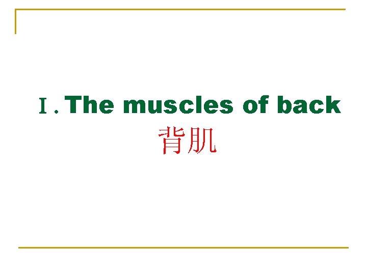 Ⅰ. The muscles of back 背肌 