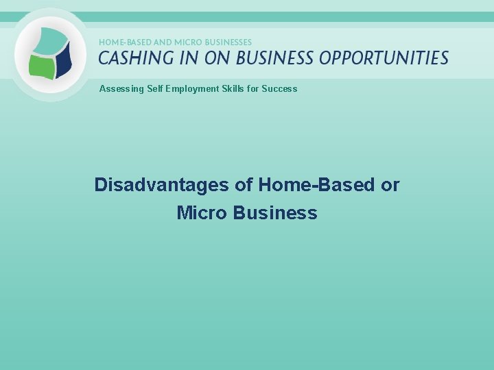 Assessing Self Employment Skills for Success Disadvantages of Home-Based or Micro Business 