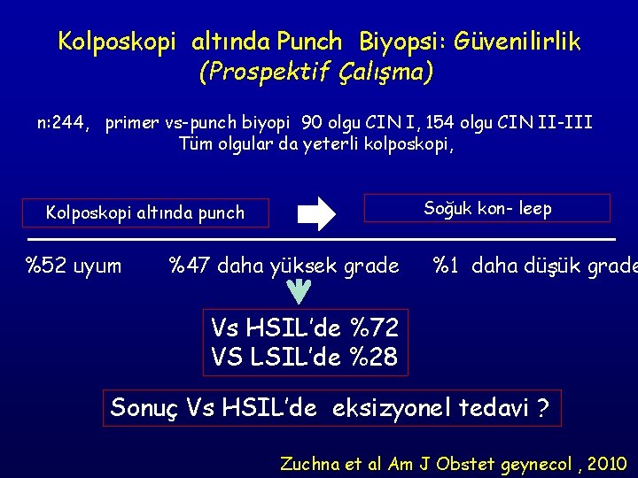 Kolposkopi altında Punch Biyopsi: Güvenilirlik (Prospektif Çalışma) n: 244, primer vs-punch biyopi 90 olgu