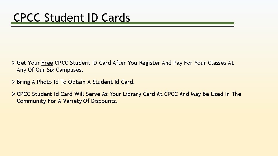 CPCC Student ID Cards Ø Get Your Free CPCC Student ID Card After You