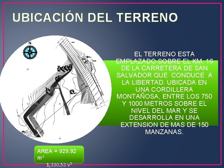 UBICACIÓN DEL TERRENO ESTA EMPLAZADO SOBRE EL KM. 16 DE LA CARRETERA DE SAN